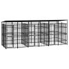 Outdoor Dog Kennel with Roof Steel 119 ft²