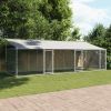 Dog Cage with Roof and Doors Gray 19.7'x6.6'x6.6' Galvanized Steel