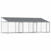 Dog Cage with Roof and Doors Gray 19.7'x6.6'x6.6' Galvanized Steel