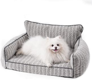 MEWOOFUN Orthopedic Pet Sofa - Supportive Bed For Small Medium Dogs & Cats, Anti-Slip Couch With Removable Cover, Grey, Large