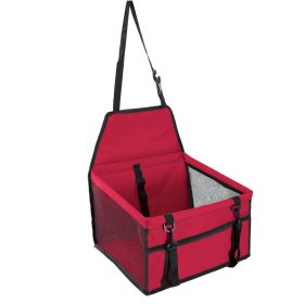 Dog Booster Car Seat Foldable Dog Booster Seat Pet Travel Carrier w/ Clip-on Safety Leash Zipper Storage Pocket for Small Medium Pets Up to 20Lbs (Option: PetTravelCarrier Red)