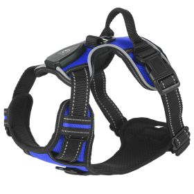 Light Up Dog Harness Rechargeable LED Dog Harness No Pull Lighted Dog Vest with Handle for Small/Medium/Large Dogs (Option: DogHarness DarkBlueL)