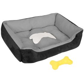Pet Dog Bed Soft Warm Fleece Puppy Cat Bed Dog Cozy Nest Sofa Bed Cushion Mat For S/M Dog (Option: PetBed BlackL)