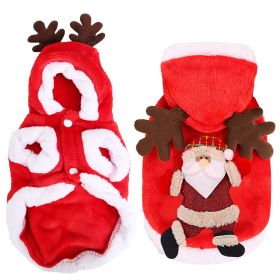 Pet Christmas Clothes Santa Claus Reindeer Antlers Costume Winter Outfit New Year Coat For Small Medium Dogs Cats Available in S/M/L/XL (Option: PetClothes RedL)