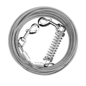 29.5FT Dog Tie Out Cable Long Dog Leash Chew Proof Lead Dog Chain with Durable Spring 360° Rotatable Clips PVC Case for Outside Yard Caming (Option: TieOutCable Grey9M)