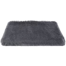 Dog Bed Soft Plush Cushion Cozy Warm Pet Crate Mat Dog Carpet Mattress with Long Plush for S/M Dogs (Option: DogMat L)