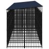 Outdoor Dog Kennel with Roof Steel 158.8 ft²